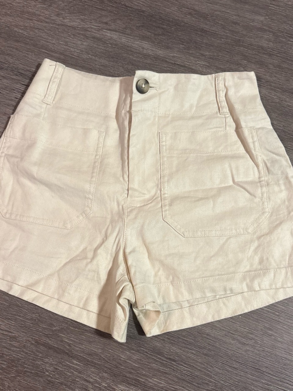 High-Rise Cream Women's Anthropologie Shorts - Classic Pocket Front